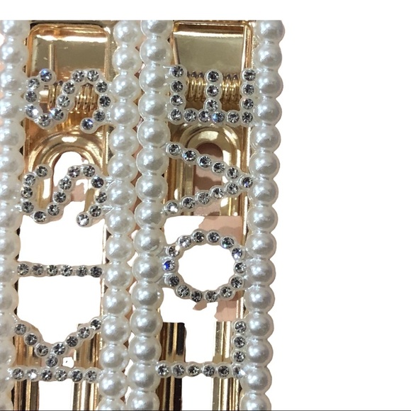4piece-pearls & gems monogrammed glitter hair clips LOVE & KISS-mix n match FREE - Picture 9 of 12